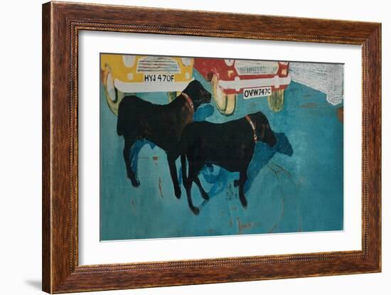 Rex at the Used Car Lot, with Friend-Brenda Brin Booker-Framed Giclee Print