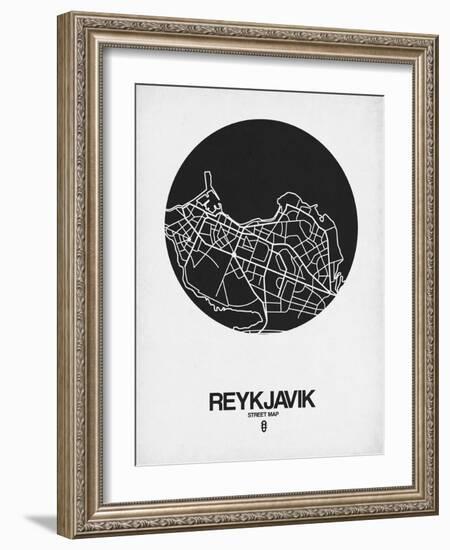 Reykjavik Street Map Black on White-NaxArt-Framed Art Print