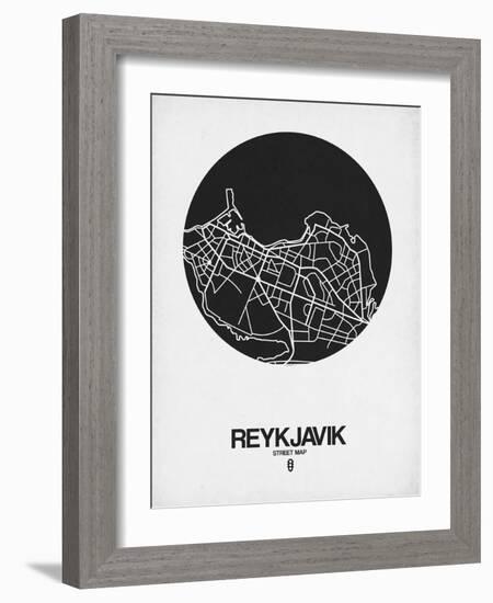 Reykjavik Street Map Black on White-NaxArt-Framed Art Print