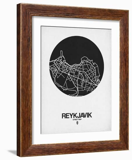 Reykjavik Street Map Black on White-NaxArt-Framed Art Print
