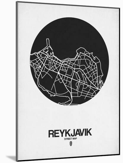 Reykjavik Street Map Black on White-NaxArt-Mounted Art Print