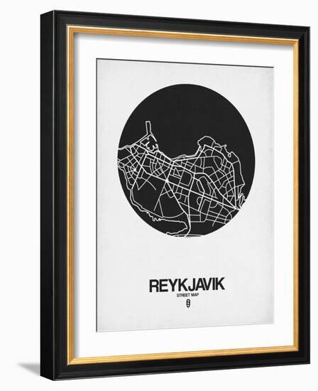 Reykjavik Street Map Black on White-NaxArt-Framed Art Print