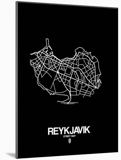 Reykjavik Street Map Black-NaxArt-Mounted Art Print