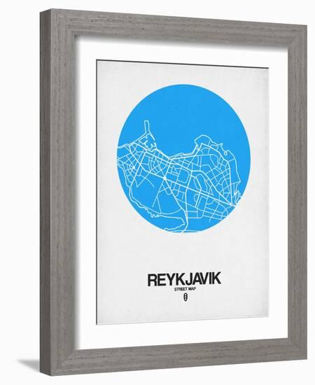 Reykjavik Street Map Blue-NaxArt-Framed Art Print