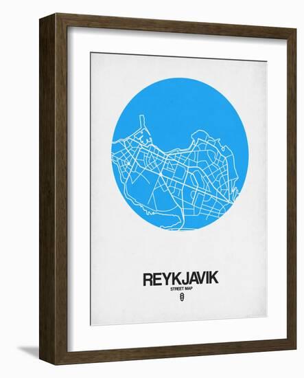 Reykjavik Street Map Blue-NaxArt-Framed Art Print