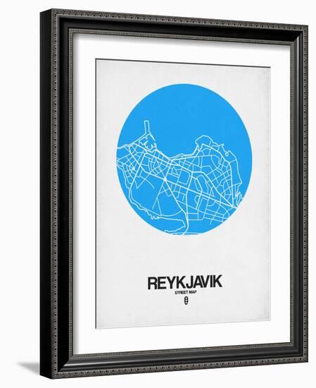 Reykjavik Street Map Blue-NaxArt-Framed Art Print