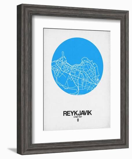 Reykjavik Street Map Blue-NaxArt-Framed Art Print