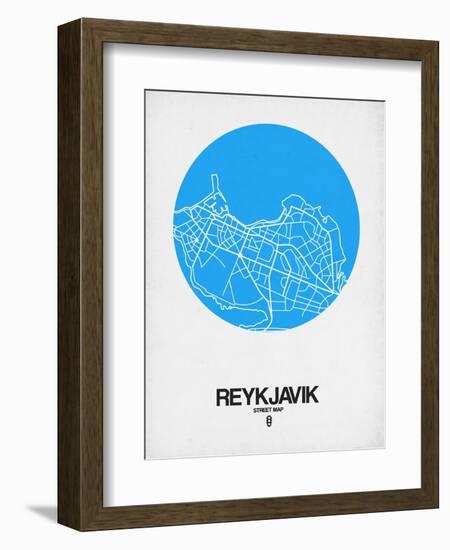 Reykjavik Street Map Blue-NaxArt-Framed Art Print