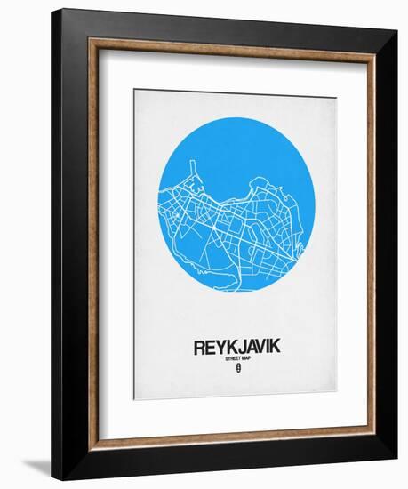 Reykjavik Street Map Blue-NaxArt-Framed Art Print