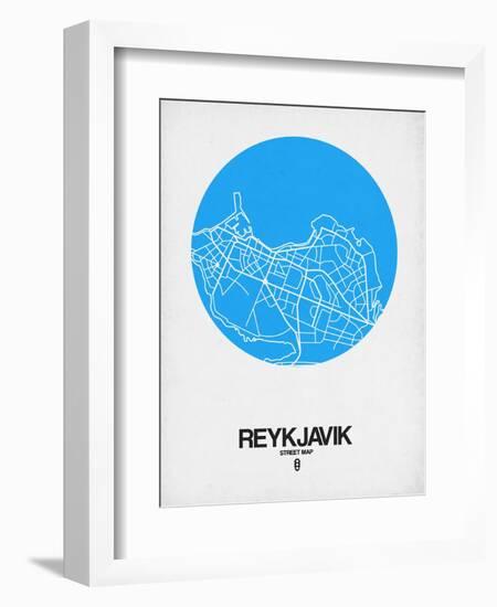 Reykjavik Street Map Blue-NaxArt-Framed Art Print