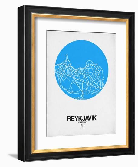 Reykjavik Street Map Blue-NaxArt-Framed Art Print