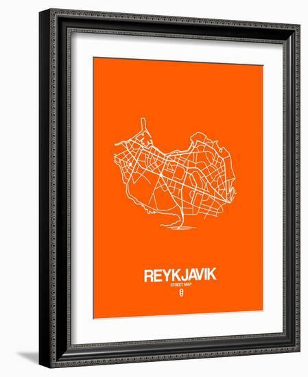 Reykjavik Street Map Orange-NaxArt-Framed Art Print