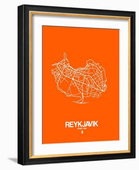 Reykjavik Street Map Orange-NaxArt-Framed Art Print