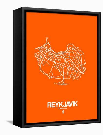 Reykjavik Street Map Orange-NaxArt-Framed Stretched Canvas