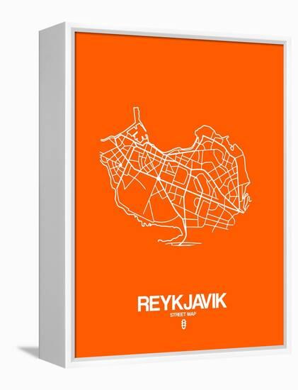 Reykjavik Street Map Orange-NaxArt-Framed Stretched Canvas