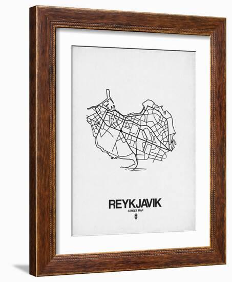 Reykjavik Street Map White-NaxArt-Framed Art Print