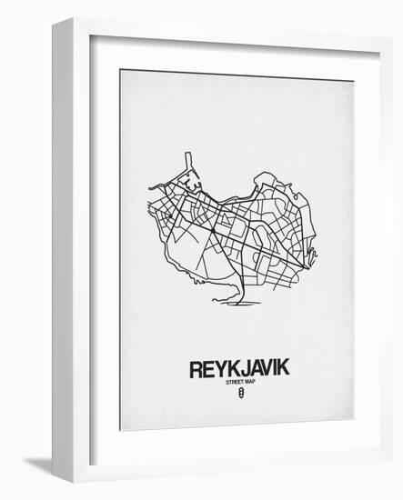 Reykjavik Street Map White-NaxArt-Framed Art Print