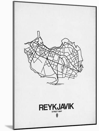 Reykjavik Street Map White-NaxArt-Mounted Art Print