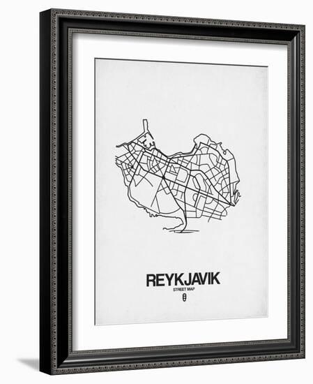 Reykjavik Street Map White-NaxArt-Framed Art Print