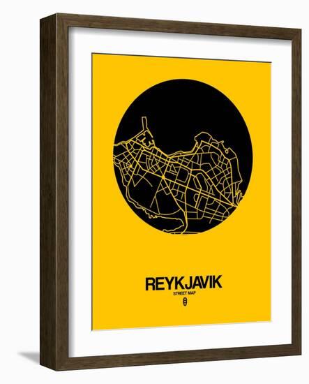 Reykjavik Street Map Yellow-NaxArt-Framed Art Print