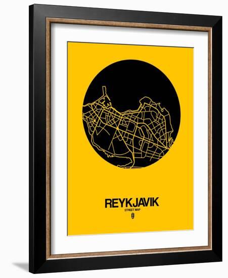 Reykjavik Street Map Yellow-NaxArt-Framed Art Print