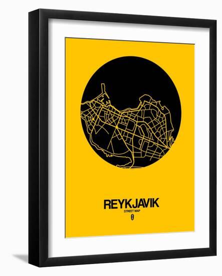 Reykjavik Street Map Yellow-NaxArt-Framed Art Print