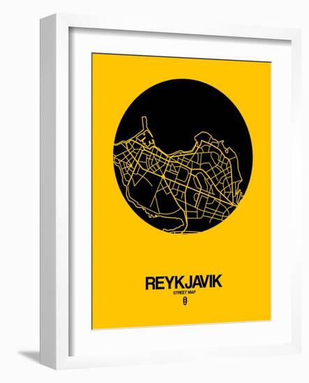 Reykjavik Street Map Yellow-NaxArt-Framed Art Print