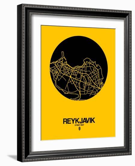 Reykjavik Street Map Yellow-NaxArt-Framed Art Print