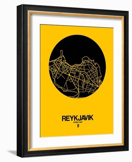 Reykjavik Street Map Yellow-NaxArt-Framed Art Print