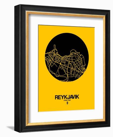 Reykjavik Street Map Yellow-NaxArt-Framed Premium Giclee Print