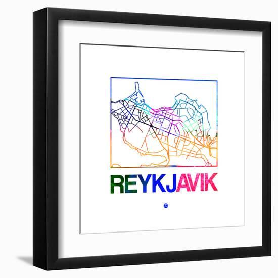 Reykjavik Watercolor Street Map-NaxArt-Framed Art Print