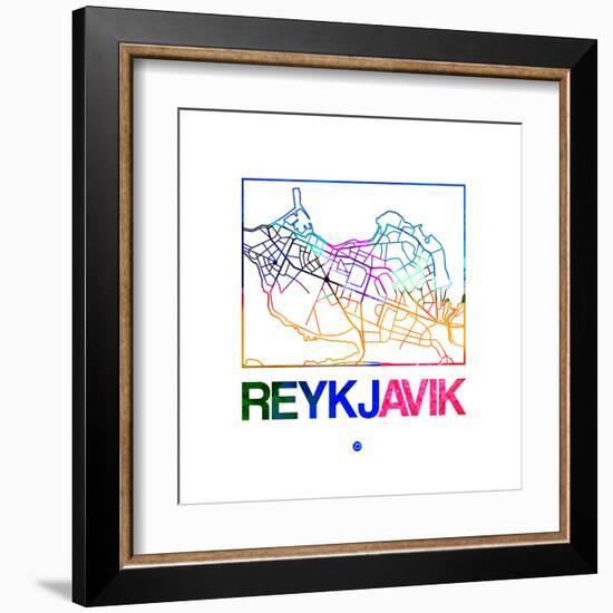 Reykjavik Watercolor Street Map-NaxArt-Framed Art Print