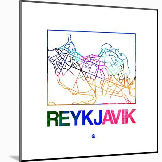 Reykjavik Watercolor Street Map-NaxArt-Mounted Art Print