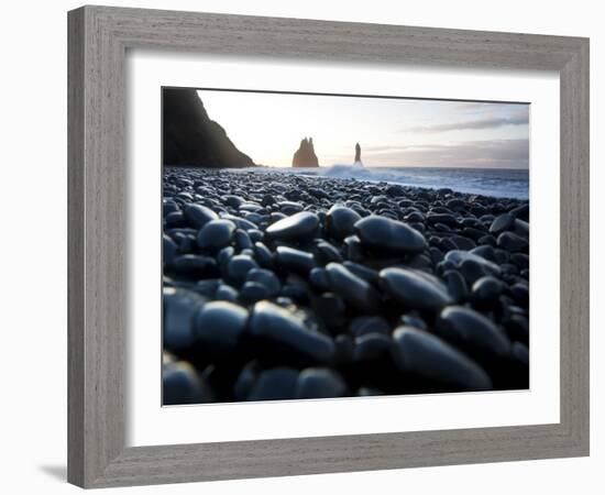 Reynisdrangar Rock Formations and Black Beach, Vik, Iceland-Peter Adams-Framed Photographic Print