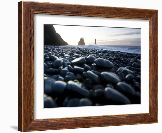 Reynisdrangar Rock Formations and Black Beach, Vik, Iceland-Peter Adams-Framed Photographic Print