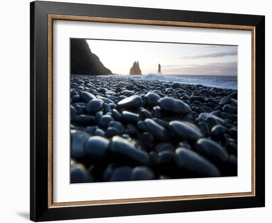 Reynisdrangar Rock Formations and Black Beach, Vik, Iceland-Peter Adams-Framed Photographic Print