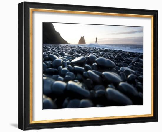 Reynisdrangar Rock Formations and Black Beach, Vik, Iceland-Peter Adams-Framed Photographic Print