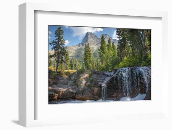 Reynolds Mountain and Virginia Falls, Glacier National Park, Montana, USA-Roddy Scheer-Framed Photographic Print