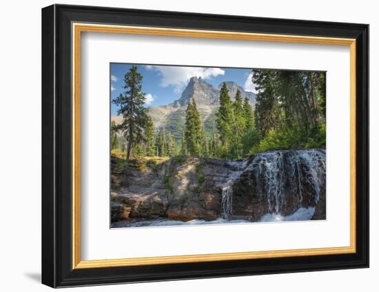 Reynolds Mountain and Virginia Falls, Glacier National Park, Montana, USA-Roddy Scheer-Framed Photographic Print