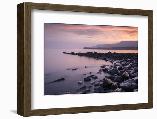 RF - Clavells Pier, Kimmeridge Bay, at sunset, The Purbecks, Dorset, UK, June 2017.-Ross Hoddinott-Framed Photographic Print