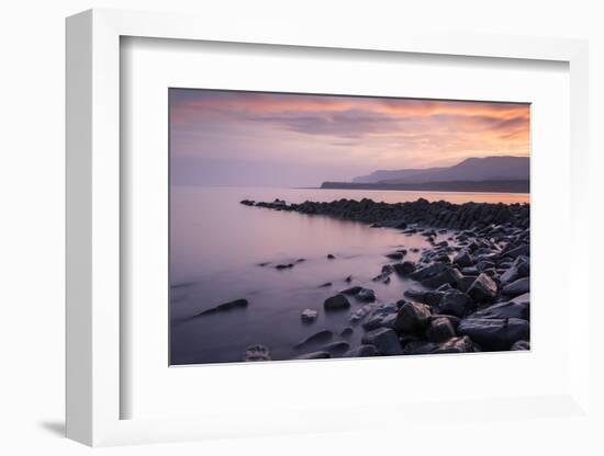 RF - Clavells Pier, Kimmeridge Bay, at sunset, The Purbecks, Dorset, UK, June 2017.-Ross Hoddinott-Framed Photographic Print