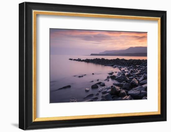 RF - Clavells Pier, Kimmeridge Bay, at sunset, The Purbecks, Dorset, UK, June 2017.-Ross Hoddinott-Framed Photographic Print