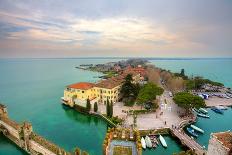 Aerial View from Scaglieri Castle on Lake Garda and Town of Sirmione in Italy.-rglinsky-Photographic Print