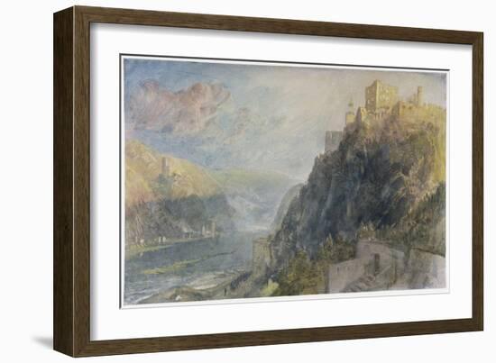 Rheinfels Looking to Katz and Gourhausen, 1817 (W/C and Gouache on Paper)-J. M. W. Turner-Framed Giclee Print