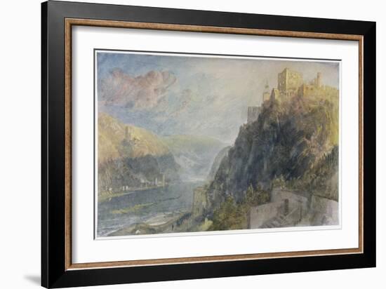 Rheinfels Looking to Katz and Gourhausen, 1817 (W/C and Gouache on Paper)-J. M. W. Turner-Framed Giclee Print