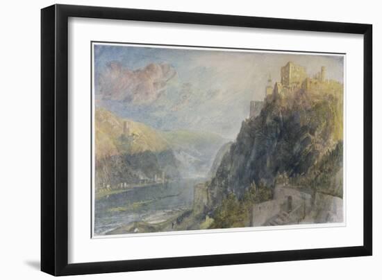 Rheinfels Looking to Katz and Gourhausen, 1817 (W/C and Gouache on Paper)-J. M. W. Turner-Framed Giclee Print