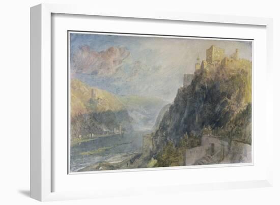 Rheinfels Looking to Katz and Gourhausen, 1817 (W/C and Gouache on Paper)-J. M. W. Turner-Framed Giclee Print