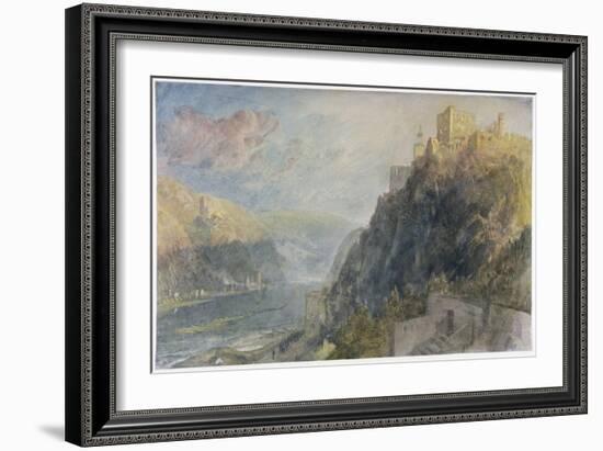 Rheinfels Looking to Katz and Gourhausen, 1817 (W/C and Gouache on Paper)-J. M. W. Turner-Framed Giclee Print