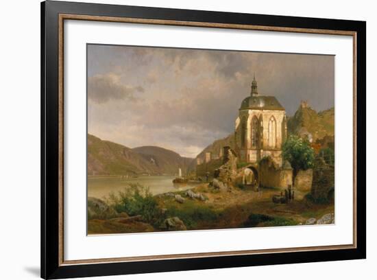 Rhine Landscape with Werner Chapel Near Oberwesel-Johann G Pulian-Framed Giclee Print