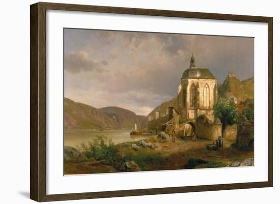 Rhine Landscape with Werner Chapel Near Oberwesel-Johann G Pulian-Framed Giclee Print